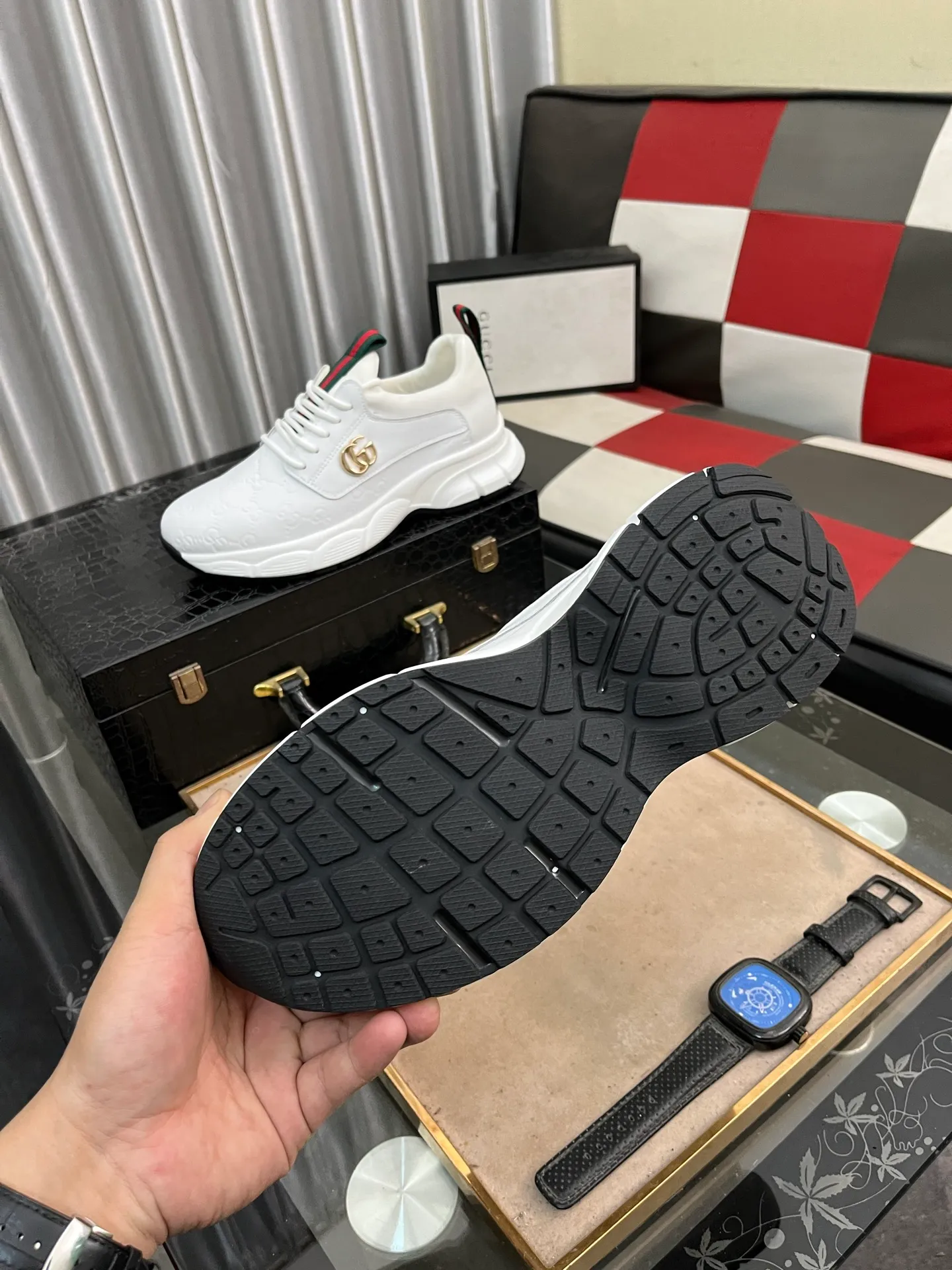 Men's shoes 💰440⌚️⌚️ (GUCCI-Gucci) luxury brand sports and casual shoes, imported original material, sheepskin lining, high-end and comfortable, original outsole is light and wear-resistant! Purely handmade, details determine quality! 38-443️⃣colors available